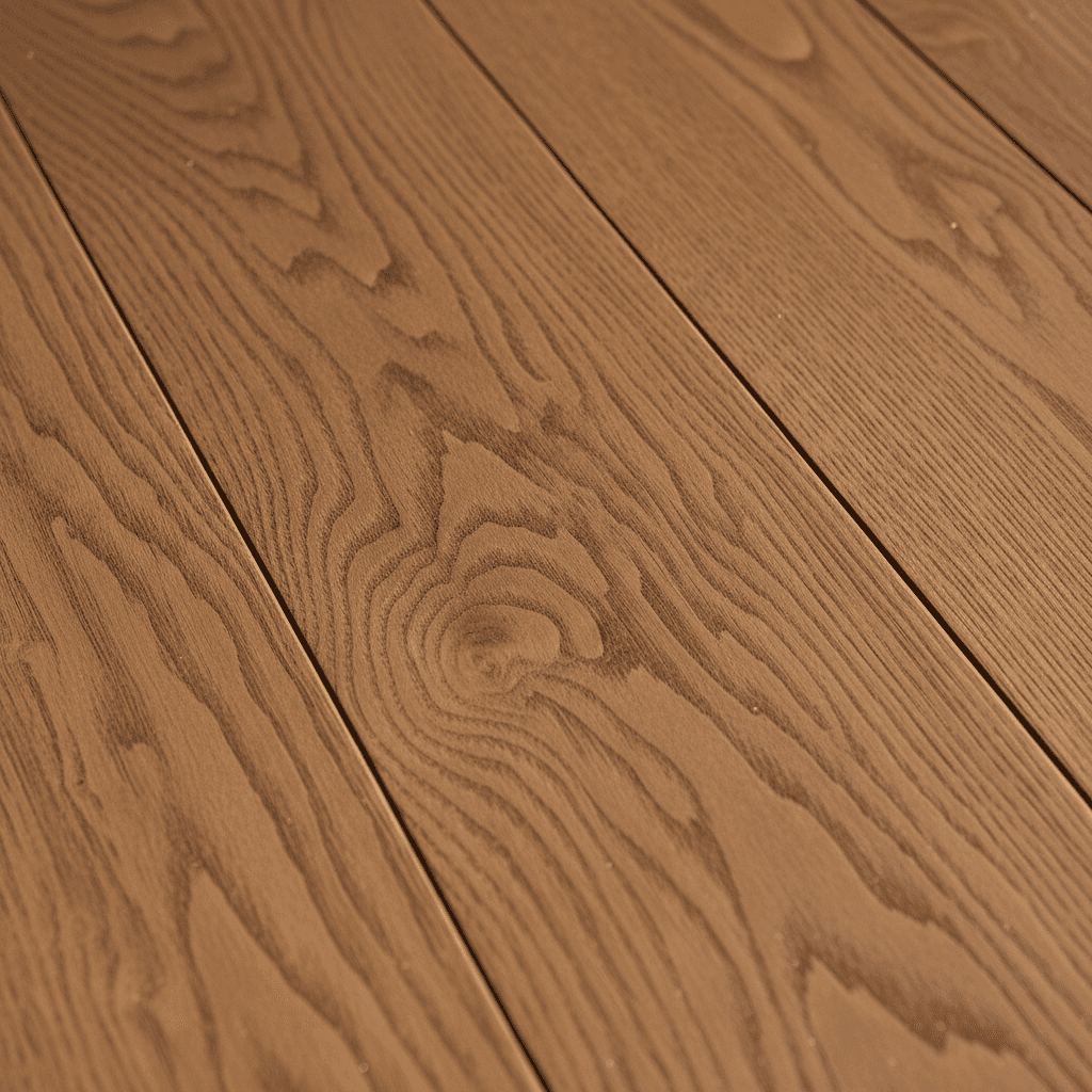 Finished hardwood flooring detail with hand showing quality craftsmanship